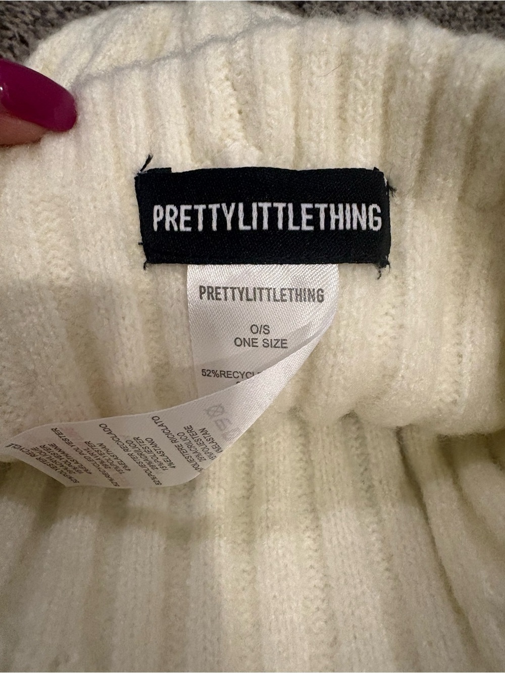 Cream Ribbed Knit Beanie Hat - Picture 2 of 2